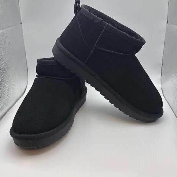 CUSHIONAIRE Women's COZY Genuine Suede Ankle Snow BootsโSIZE 8.5 BLACK - Picture 6 of 7